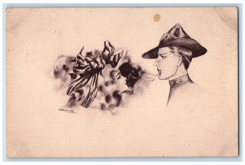 c1910's WWI Soldier Whismical Fantasy Pretty Woman Denver Colorado CO Postcard