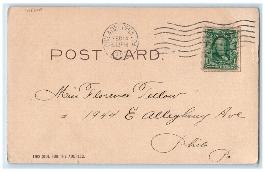 1907 Valentine Man Talking To His Hat Weird Philadelphia PA Antique Postcard