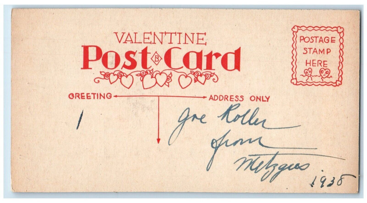 c1910's Valentine Little Children Sweetheart Hearts Goes Pitty Pat Dog Postcard
