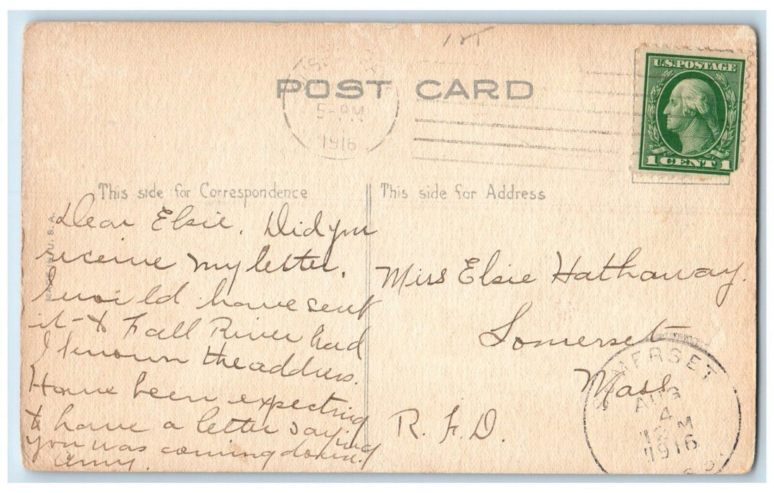 1916 Mailman I'm Feelin Very Mournful Somerset Massachusetts MA Antique Postcard