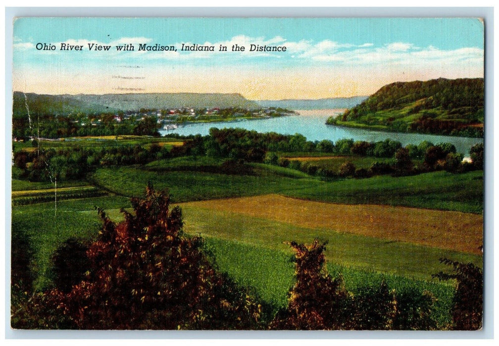 1941 Scenic View Ohio River View Madison Indiana Distance Ohio Vintage Postcard