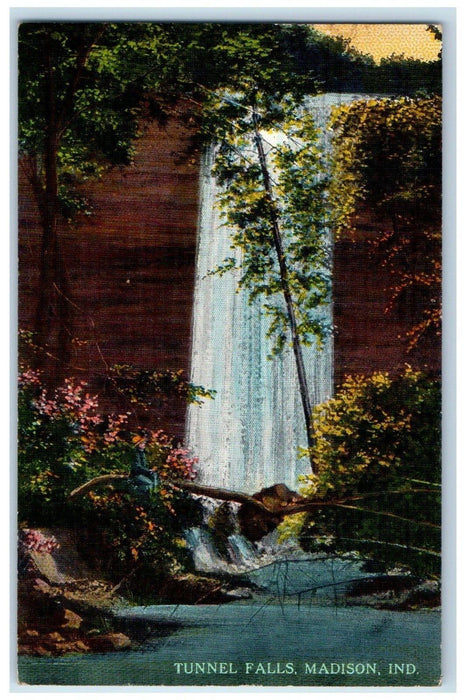 1941 Scenic View Tunnel Falls Madison Indiana IN Carrollton Kentucky KY Postcard