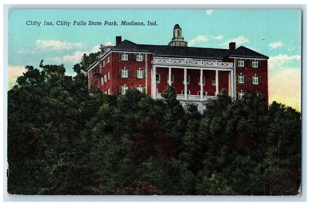 1940 Clifty Inn Clifty Falls State Park Madison Indiana Antique Vintage Postcard