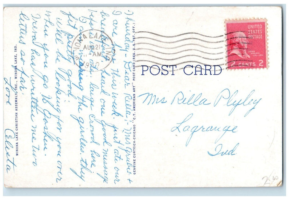 1952 Exterior View Billy Sunday Home Garden Winona Lake Indiana Antique Postcard