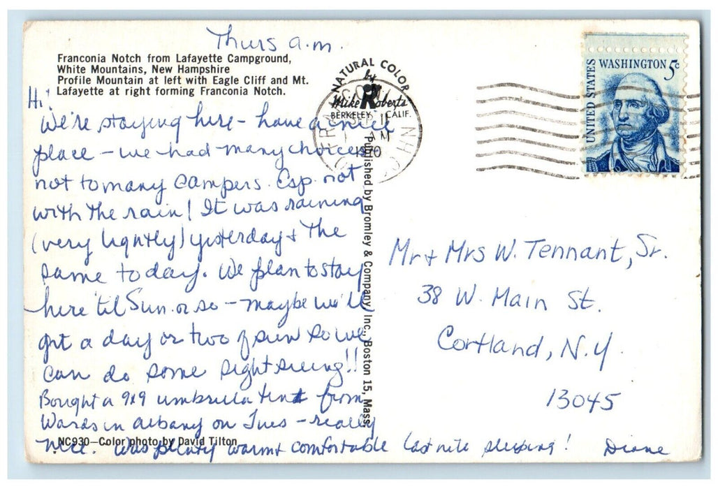 1970 Franconia Notch Lafayette Campground White Mountains New Hampshire Postcard
