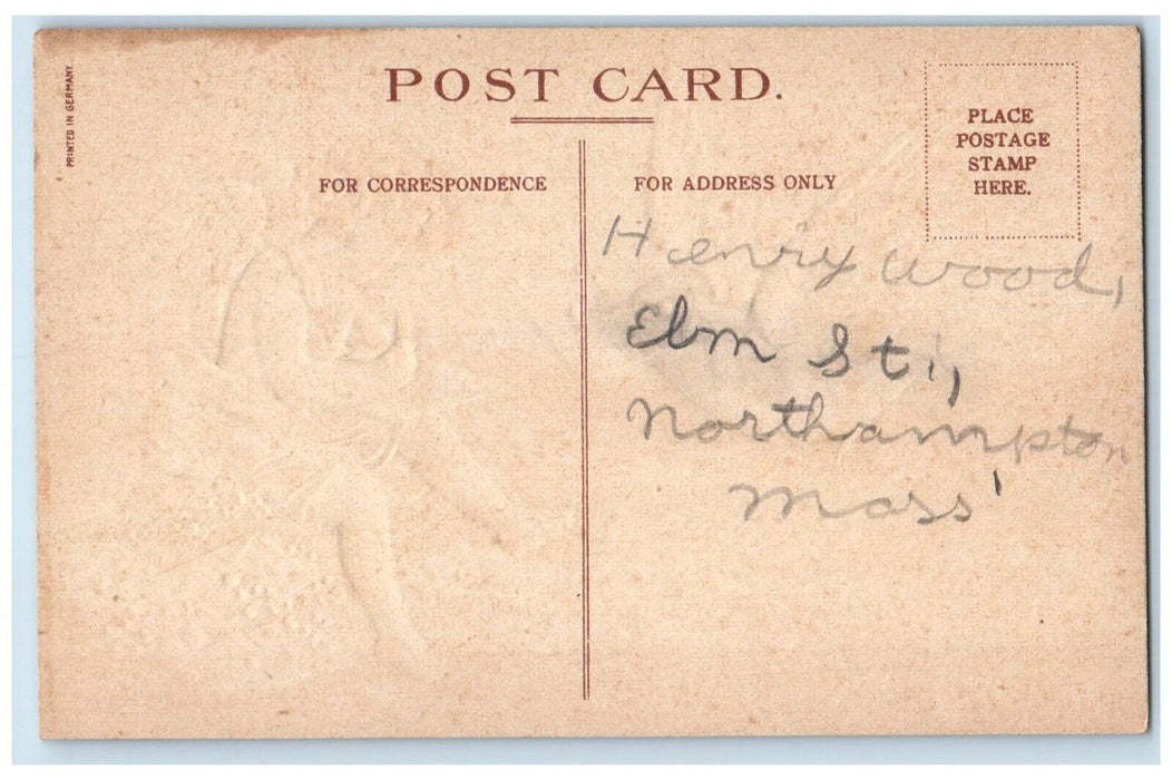 c1910's Valentine Angel Stamping Letters Dove Embossed Posted Antique Postcard