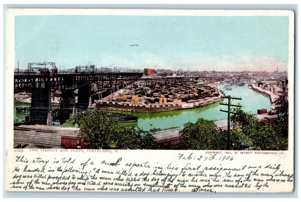 1906 Aerial View Viaduct Flats Cleveland Ohio OH Vintage Antique Posted Postcard