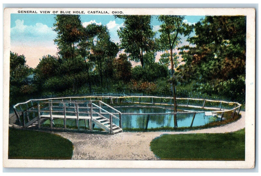 1920 General View Blue Hole Castalia Ohio OH Vintage Antique Unposted Postcard