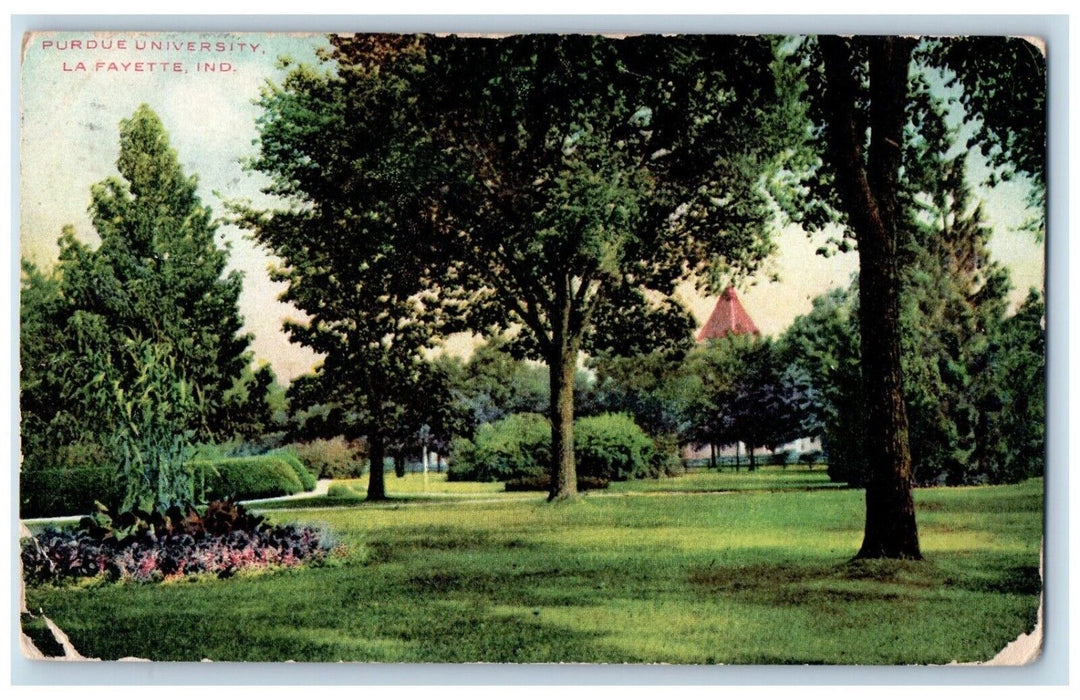 1909 Scenic View Garden Trees Field Purdue University Lafayette Indiana Postcard