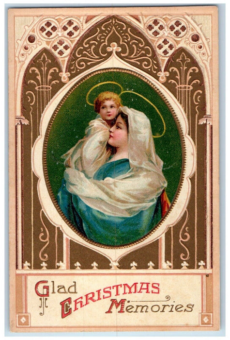 1913 Christmas Memories Religious Embossed Clapsaddle Wilmington DE Postcard