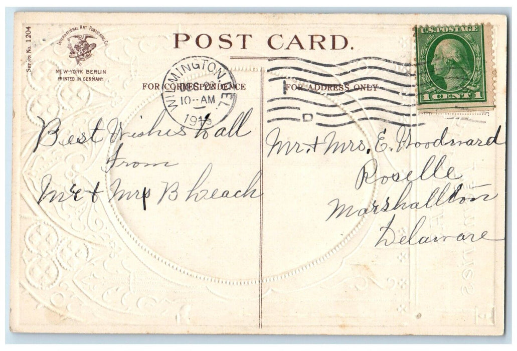 1913 Christmas Memories Religious Embossed Clapsaddle Wilmington DE Postcard