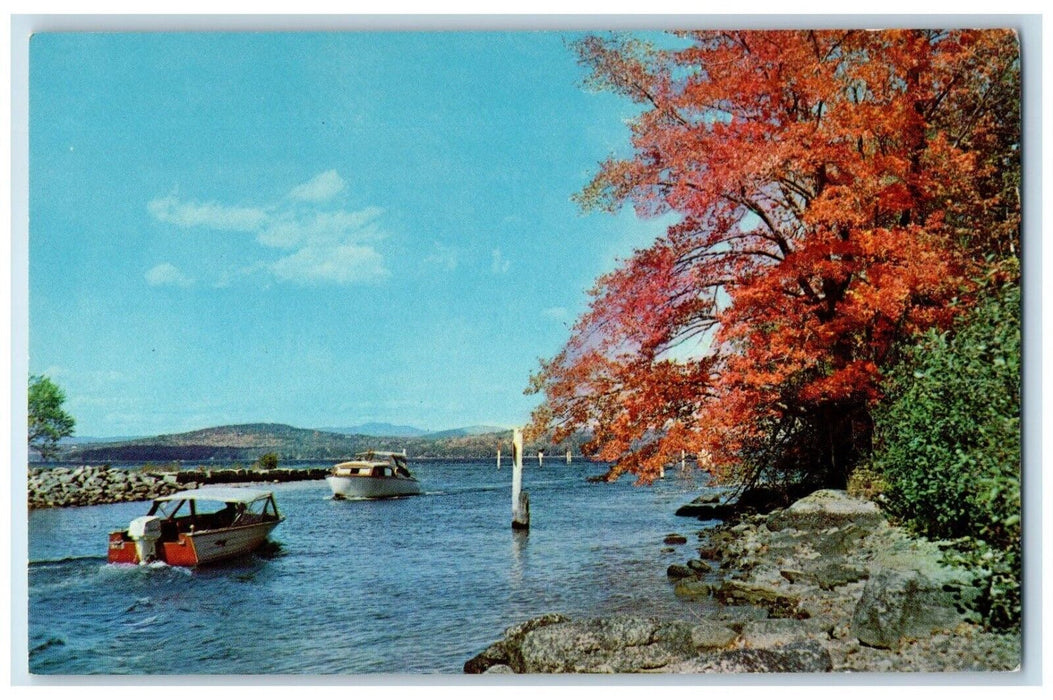 c1960 Weirs Channel Lake Winnipesaukee New Hampshire NH Vintage Antique Postcard