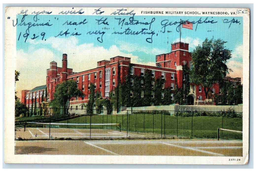 1937 Exterior Fishburne Military School Building Waynesboro Virginia VA Postcard