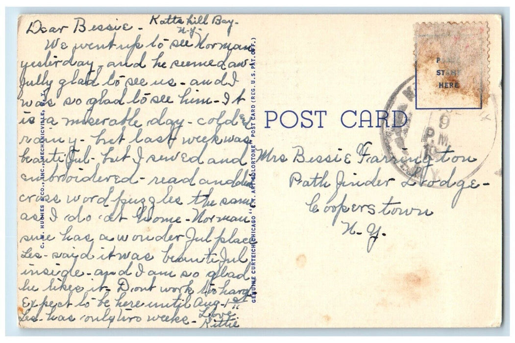 1940 Bathing Beach Hearthstone Public Camp Lake George New York Antique Postcard