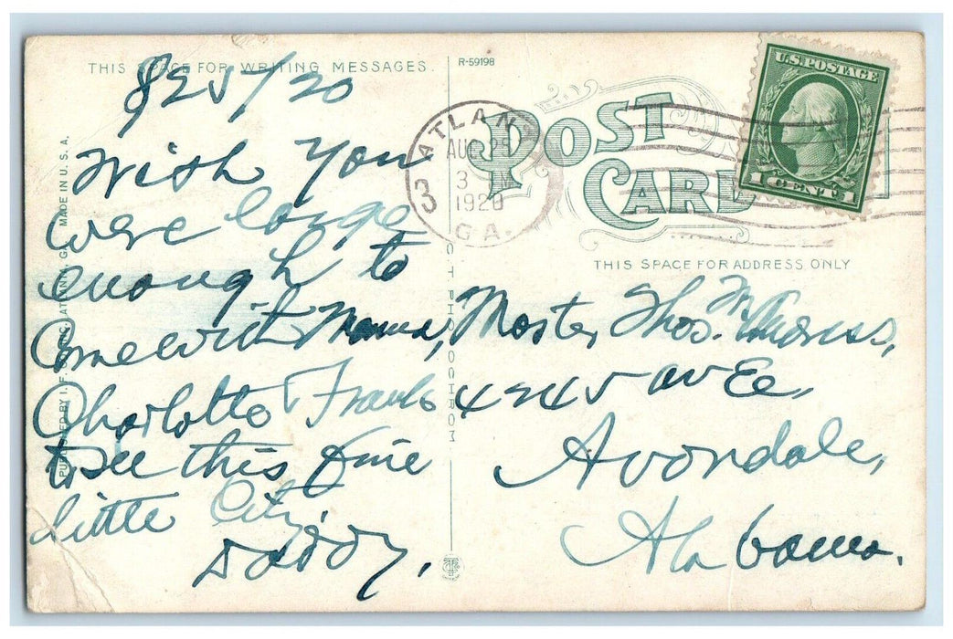 1920 Lobby Hotel Cozy Bedroom Arlington Hotel Interior Atlanta Georgia Postcard