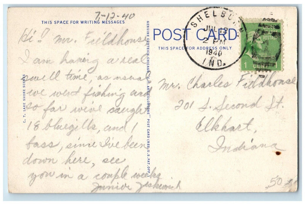 c1940 Greetings From Shelburn Indiana IN Lake Vintage Antique Unposted Postcard