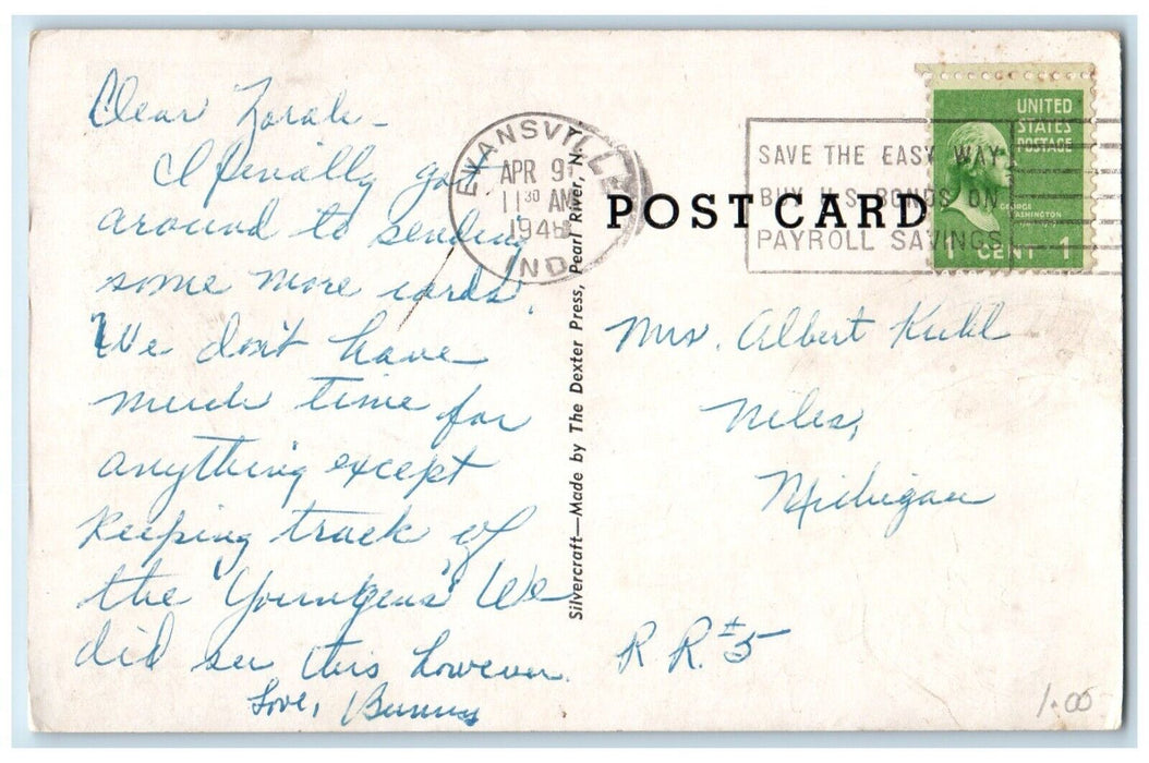 1948 Jungle Wyandotte Cave Evansville Indiana IN Vintage Antique Posted Postcard