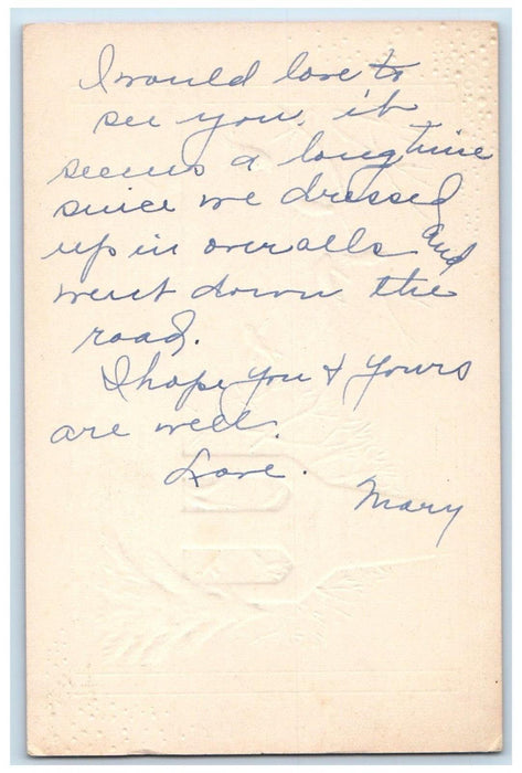 c1905 Merry Christmas Pine Tree Song Birds Embossed Posted Antique Postcard