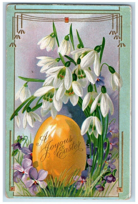 c1910's Easter Egg Lilies Flowers Embossed Amery Wisconsin WI Antique Postcard