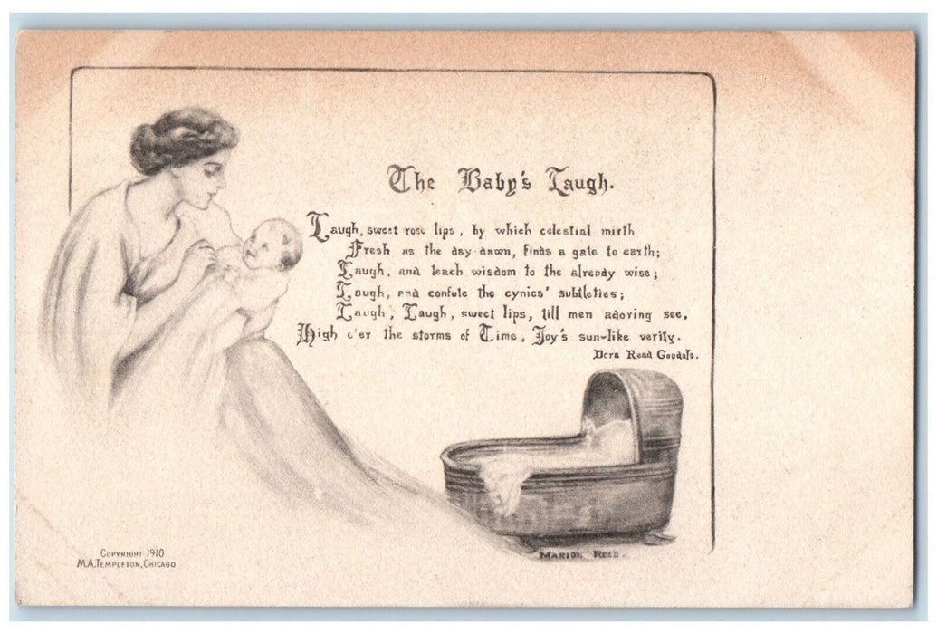 c1910's The Baby's Laugh Mother Bassinet Warsaw Indiana IN Antique Postcard