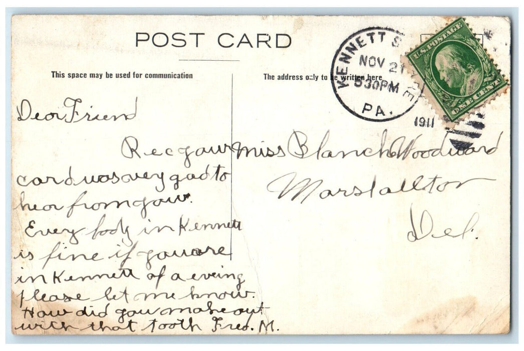 1911 Sweet Couple Kissing Romance Where Th Canoe Beats Sail Boat Posted Postcard