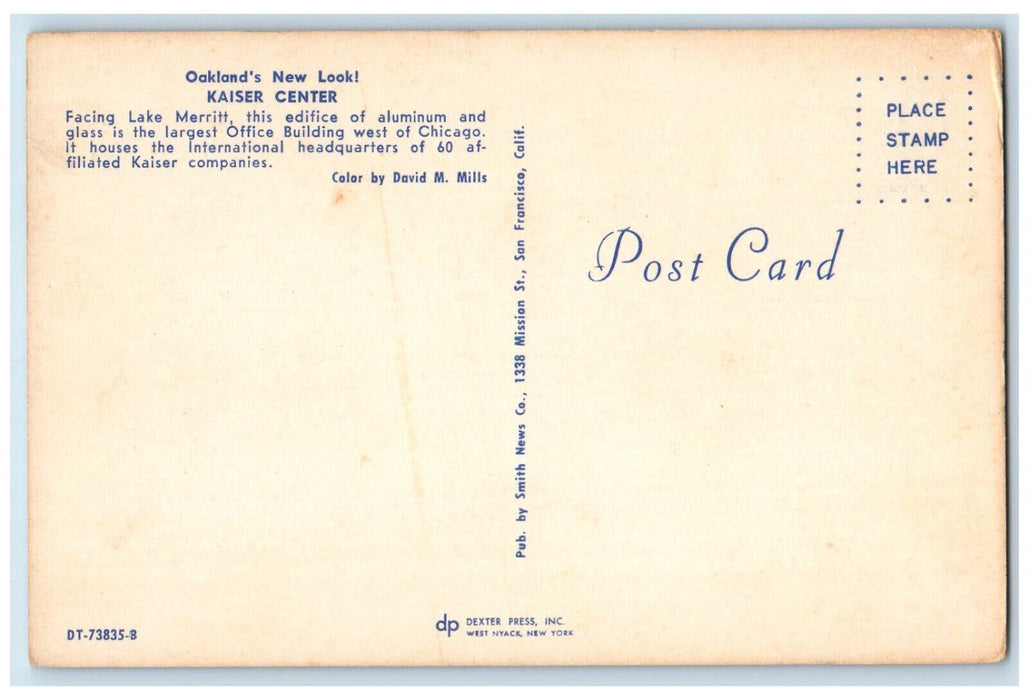 c1960 Oakland's New Look Kaiser Center Lake Merritt Chicago Illinois IL Postcard
