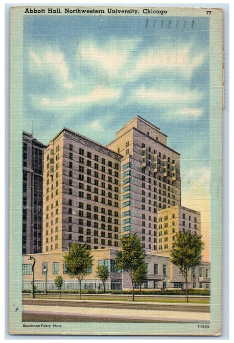 1946 Abbott Hall Northwestern University Dormitories Chicago Illinois Postcard
