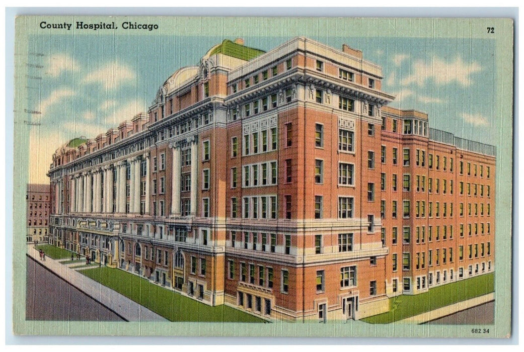 1946 County Hospital Cook West Side Exterior Building Chicago Illinois Postcard