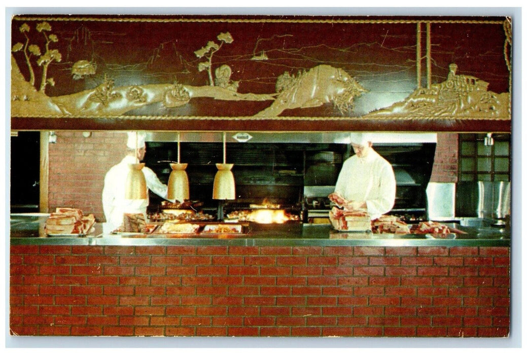 c1960 Golden Ox Restaurant Cocktail Lounge Kansas City Stockyards Chef Postcard