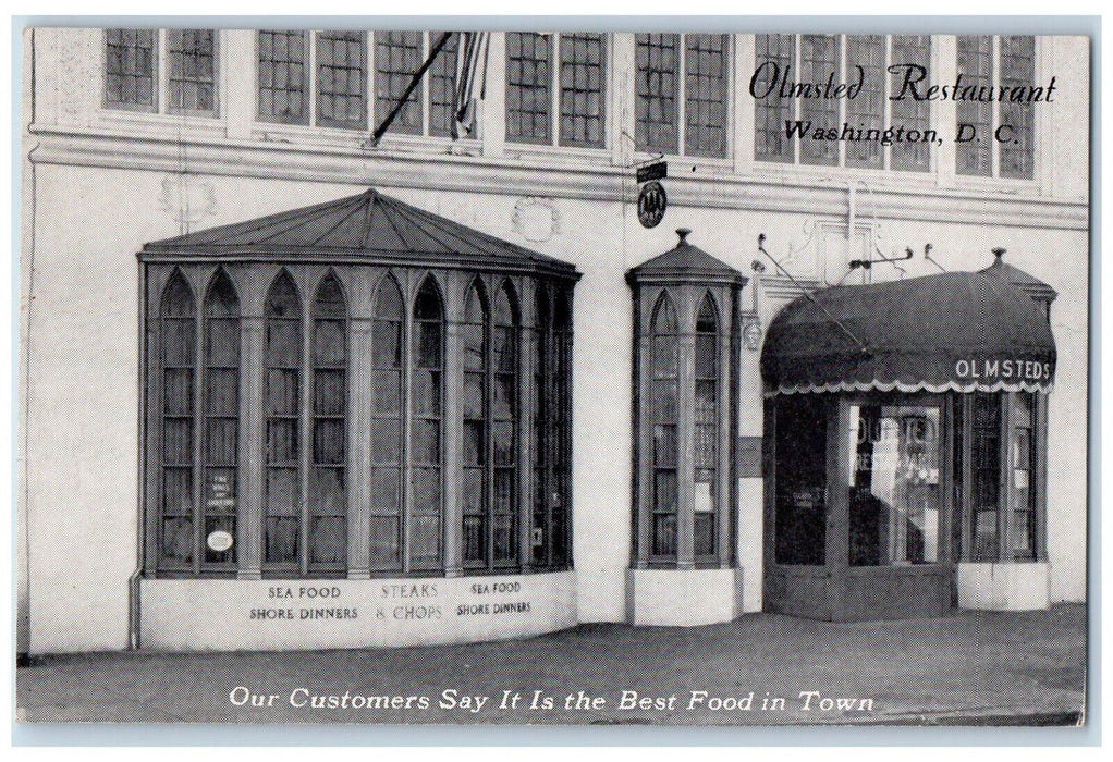 c1940 Olmsted Restaurant Seafood Exterior Building Washington D.C. WA Postcard