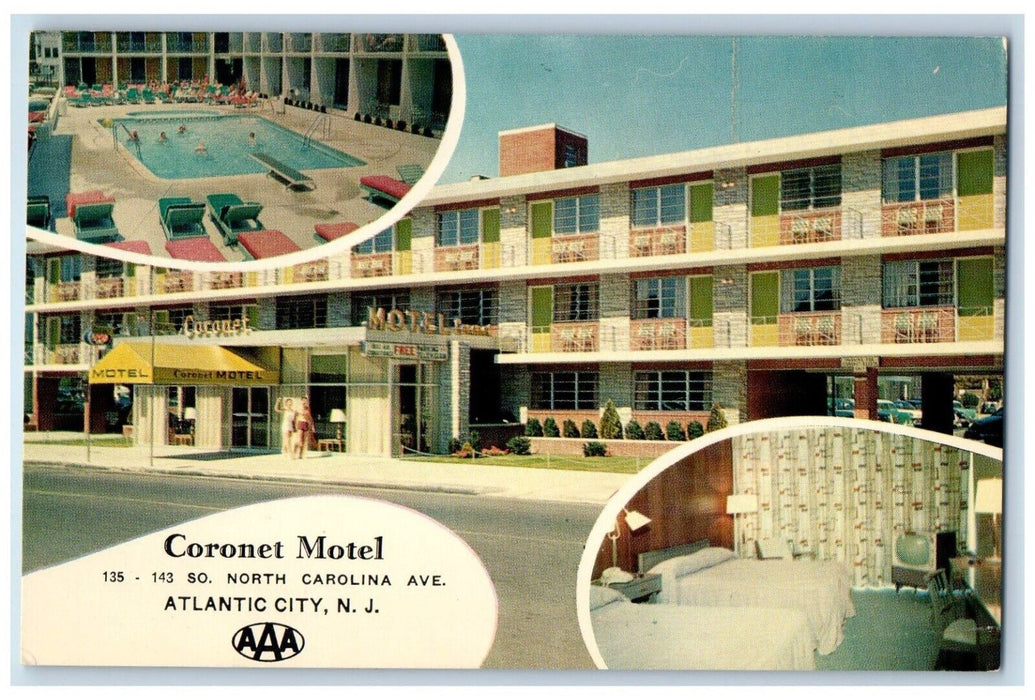 c1960 Coronet Motel So. North Carolina Avenue Atlantic City New Jersey Postcard