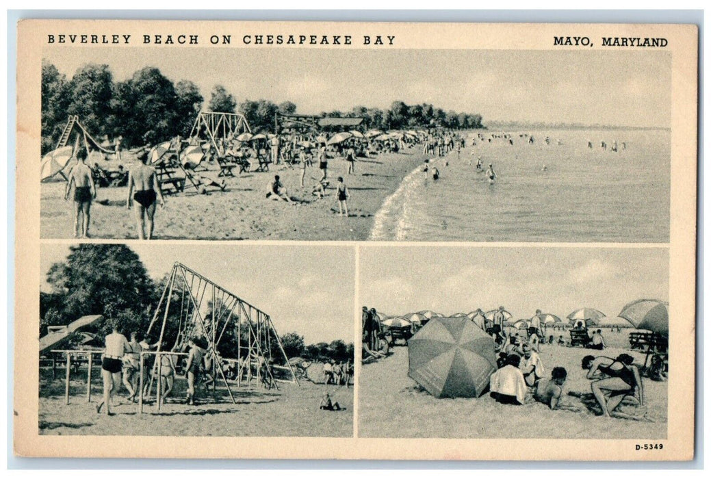 c1940 Beverley Beach Chesapeake Bay Multiview Mayo Maryland MD Vintage Postcard