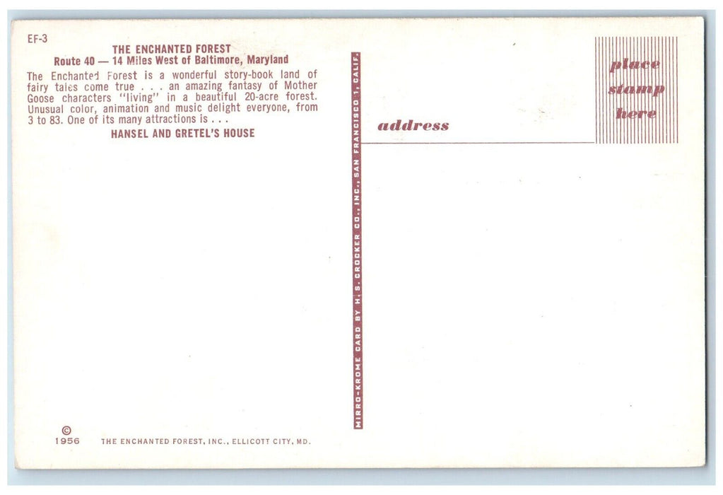c1960 Enchanted Forest Hansel Gretel House West Baltimore Maryland MD Postcard