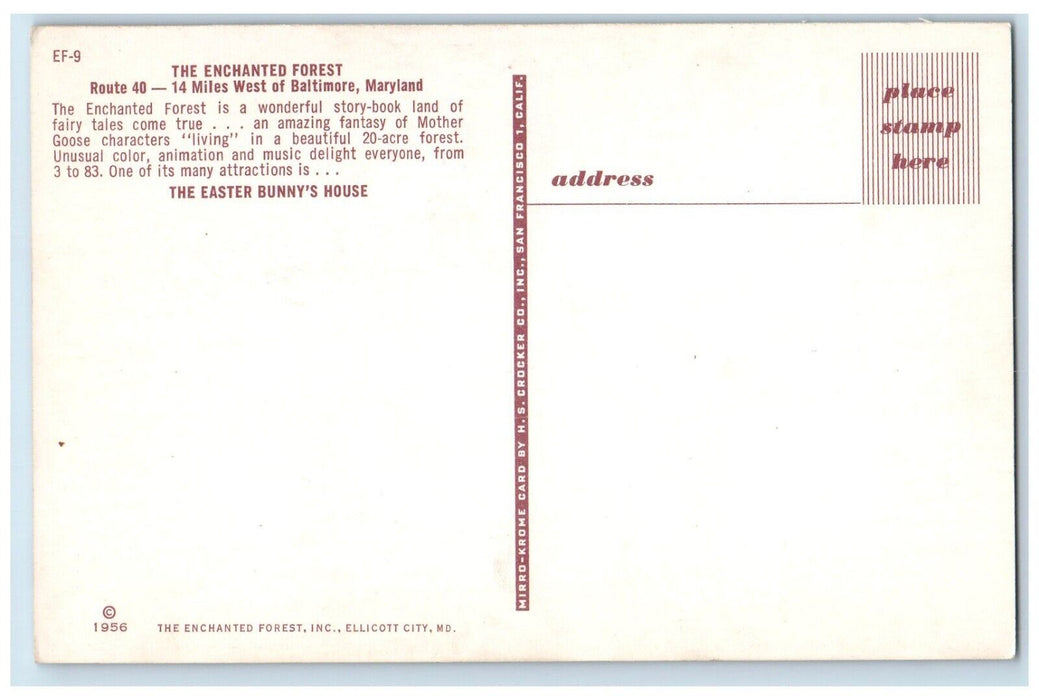 c1960 Enchanted Forest Easter Bunny's House West Baltimore Maryland MD Postcard