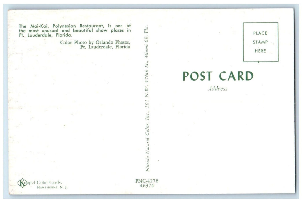c1960 Mai-Kai Polynesia Restaurant Exterior Fort Lauderdale Florida FL Postcard