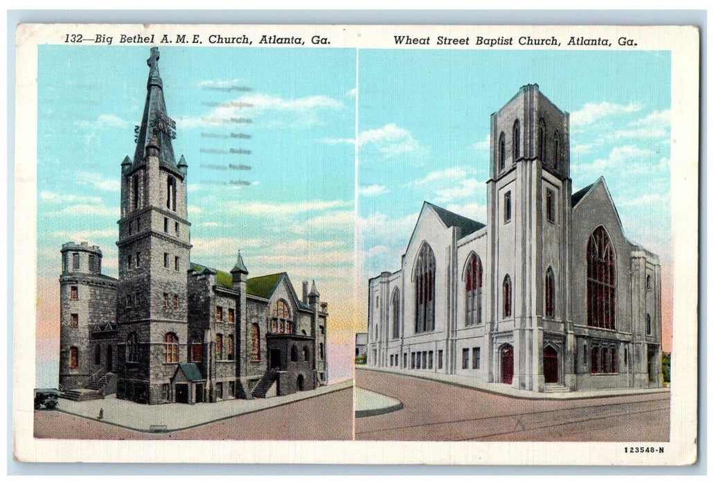 1948 Big Bethel AME Wheat Street Baptist Church Atlanta GA Multi-View Postcard