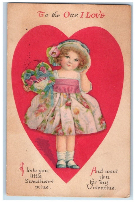 c1910's Valentine Cute Girl Big Heart Wolf Lynn Massachusetts MA Posted Postcard