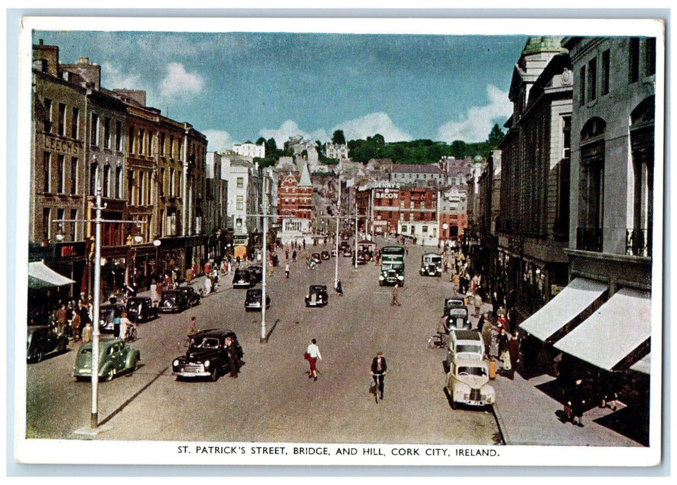 c1950's Scene at Patrick Street Bridge and Hill Hill Cork City Ireland Postcard