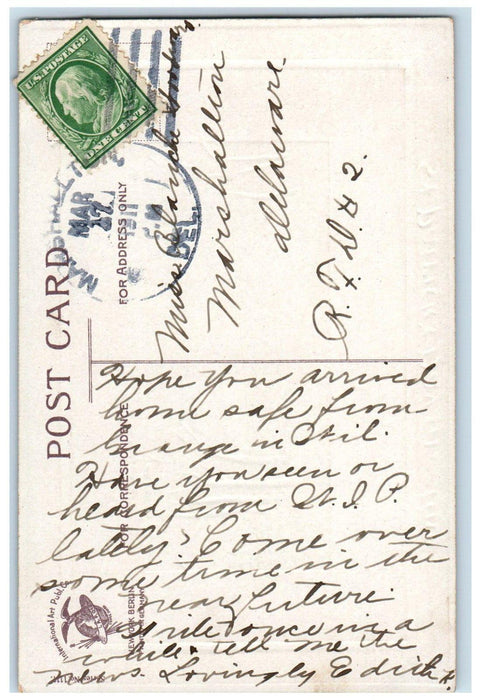 St. Patrick's Day Greetings River Harp Ellen Clapsaddle Artist Signed Postcard