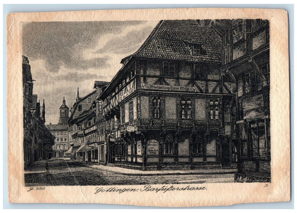 c1940's View of Gottingen Barfuperstrasse Gottingen Germany Vintage Postcard