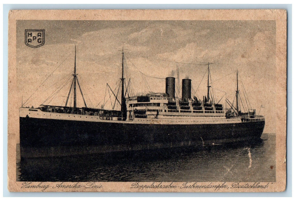 c1940's Twin Screw Turbine Steamer Hamburg-America Line Germany Postcard