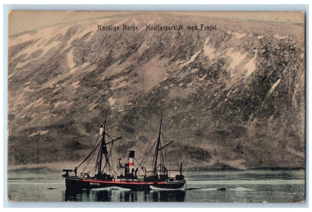 c1950's Hualfangerskib With Fangsi Northern Norway Antique Unposted Postcard