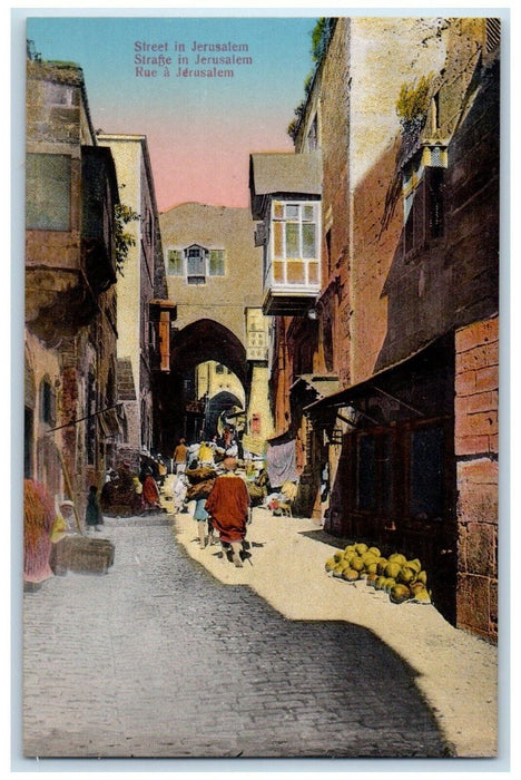 c1910's View Of Street In Jerusalem Israel, Vendors Unposted Antique Postcard