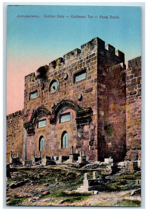 c1910's View Of Jerusalem Golden Gate Israel Posted Antique Postcard