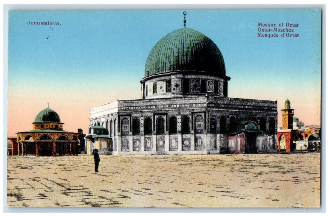 c1910's View Of Mosque Of Omar Temple Area Jerusalem Israel Antique Postcard