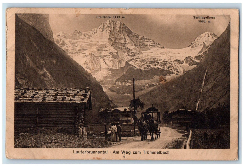 c1940's Lauterbrunnen Valley On the way to the Trummelbach Switzerland Postcard