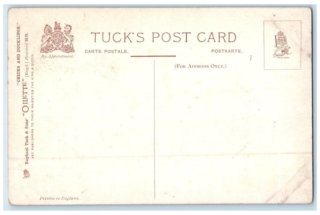 c1910's Easter Wishes Chicks Hide And Seek Oilette Tuck's Antique Postcard