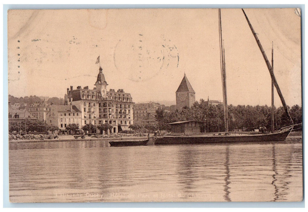 1914 Lausanne Ouchy Hotel Du Parc Et Hotel Au Chateau Switzerland Postcard