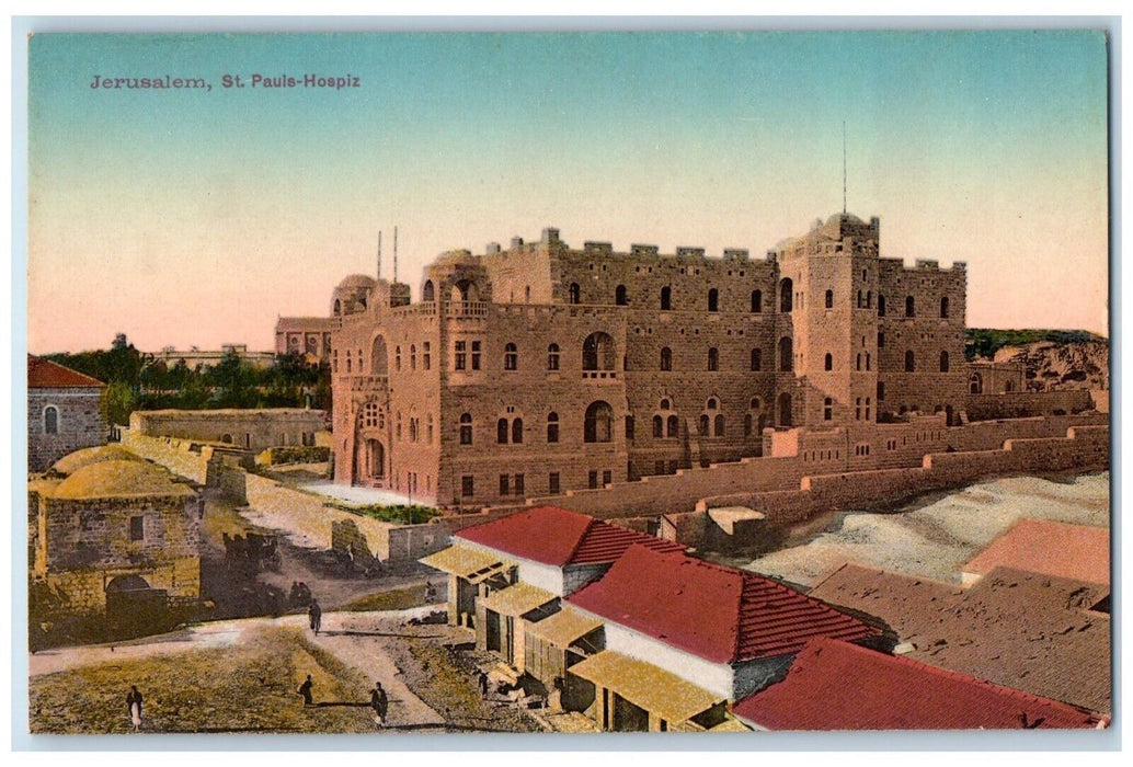 c1910's View Of St. Pauls Hospiz Jerusalem Israel Unposted Antique Postcard