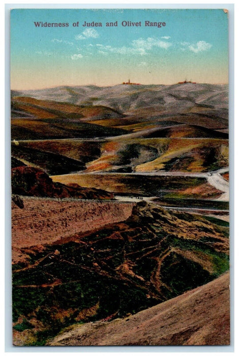 c1910's Bird's Eye View Of Widerness Of Judea And Olivet Range Israel Postcard